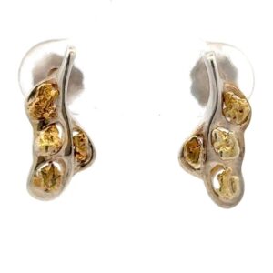 Sterling Silver & Gold Nugget Free Form Earrings EFFB10SS