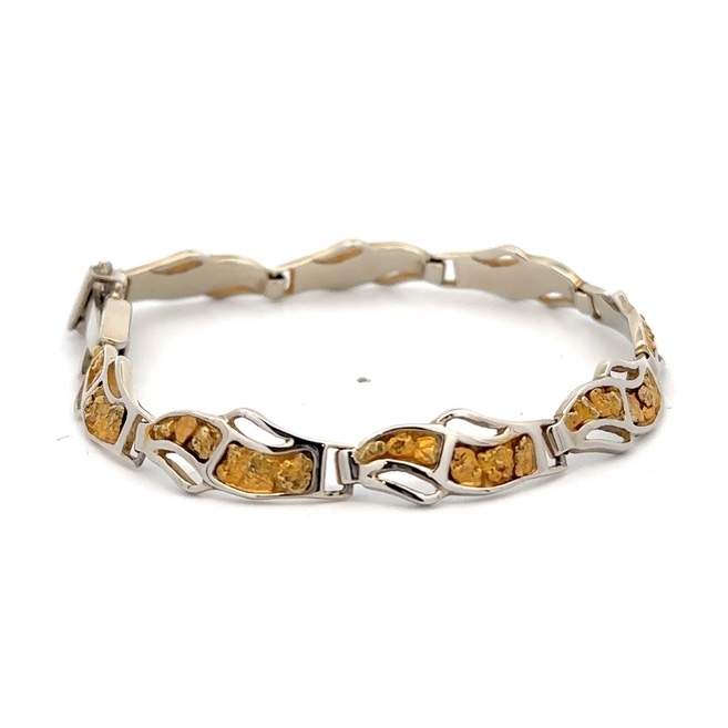 14K White Gold & Nugget Bracelet BWB24OLW - Image 4