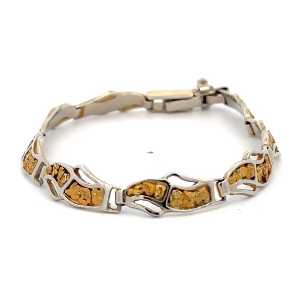 14K White Gold & Nugget Bracelet BWB24OLW - Image 3