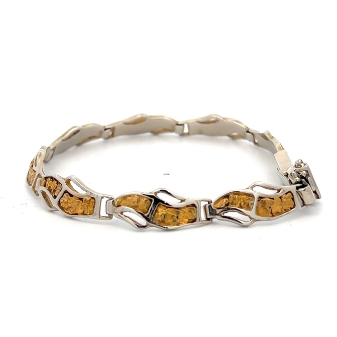 14K White Gold & Nugget Bracelet BWB24OLW - Image 2