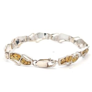 Sterling Silver & Gold Nugget Bracelet BWB24NSS
