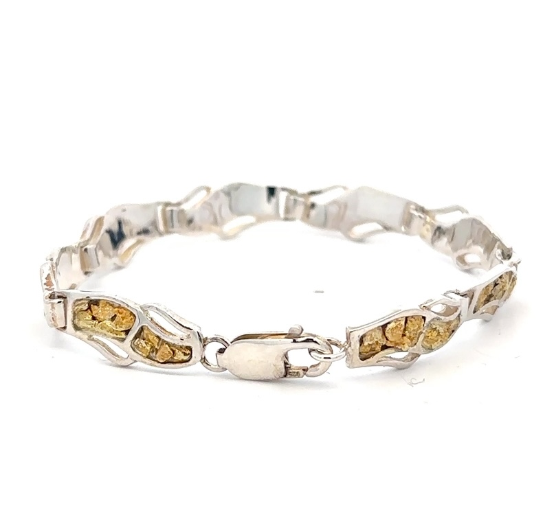 Sterling Silver & Gold Nugget Bracelet BWB24NSS