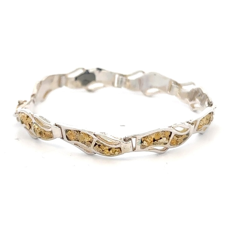 Sterling Silver & Gold Nugget Bracelet BWB24NSS - Image 4
