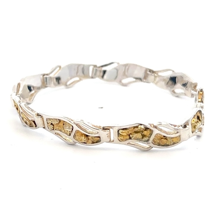 Sterling Silver & Gold Nugget Bracelet BWB24NSS - Image 2