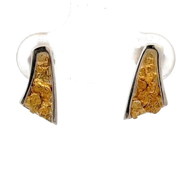 Sterling Silver & Gold Nugget Earrings EDL129NSS