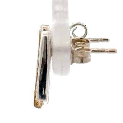 Sterling Silver & Gold Nugget Earrings EDL129NSS - Image 4