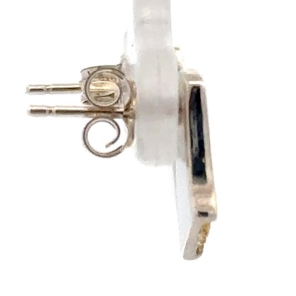 Sterling Silver & Gold Nugget Earrings EDL129NSS - Image 2