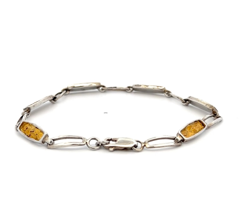 Sterling Silver & Gold Nugget Link Bracelet BDLOV5LNC89SS