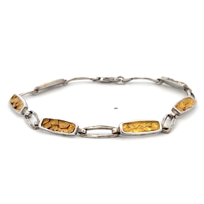 Sterling Silver & Gold Nugget Link Bracelet BDLOV5LNC89SS - Image 3