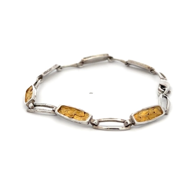 Sterling Silver & Gold Nugget Link Bracelet BDLOV5LNC89SS - Image 2