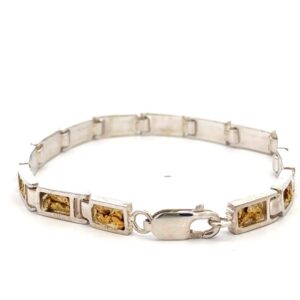 Sterling Silver & Gold Nugget Link Bracelet B6MM14LSS