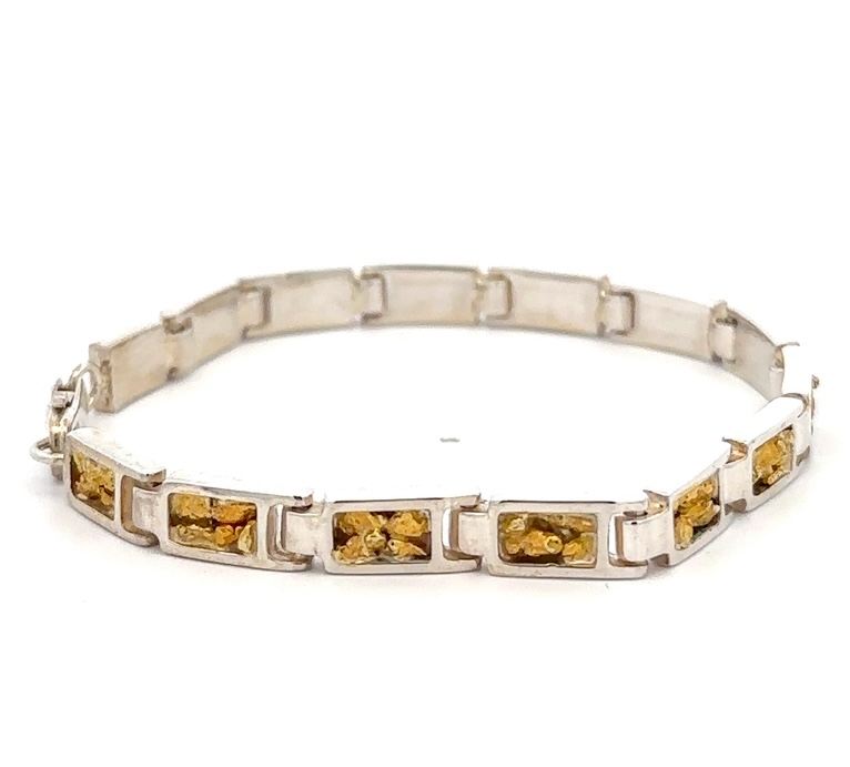 Sterling Silver & Gold Nugget Link Bracelet B6MM14LSS - Image 4