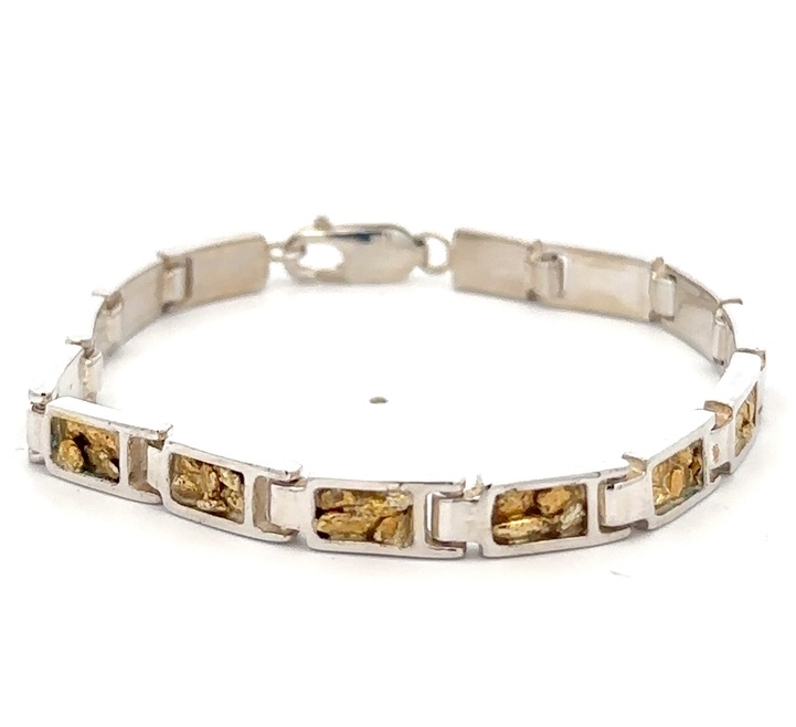 Sterling Silver & Gold Nugget Link Bracelet B6MM14LSS - Image 3