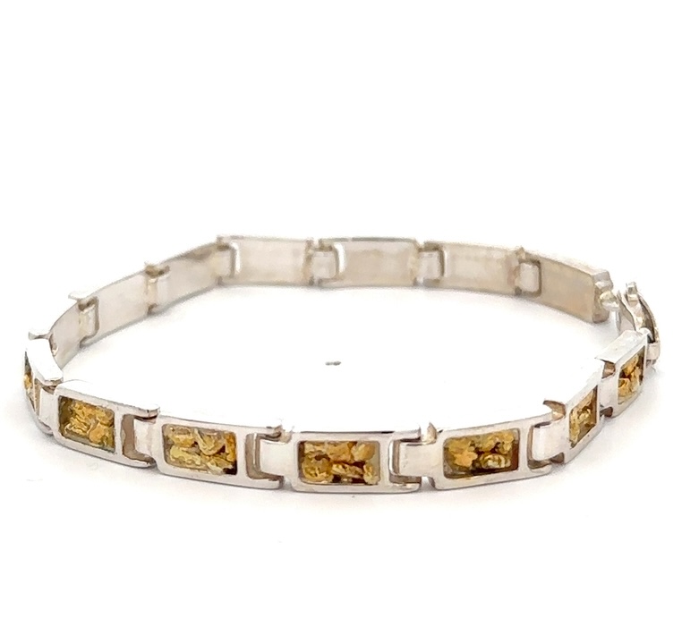 Sterling Silver & Gold Nugget Link Bracelet B6MM14LSS - Image 2
