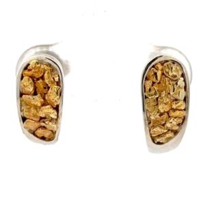 Sterling Silver & Gold Nugget Earrings EN646NSS