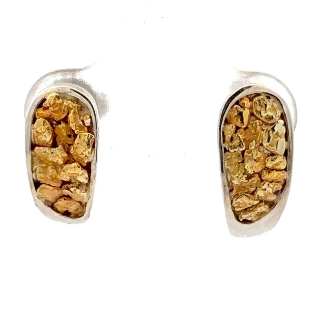 Sterling Silver & Gold Nugget Earrings EN646NSS