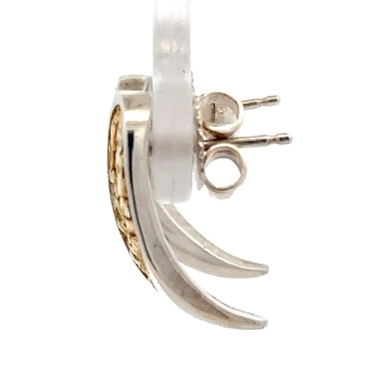 Sterling Silver & Gold Nugget Earrings EN646NSS - Image 4