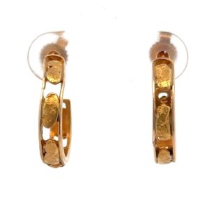 14K Gold Nugget Hoop Earrings E021