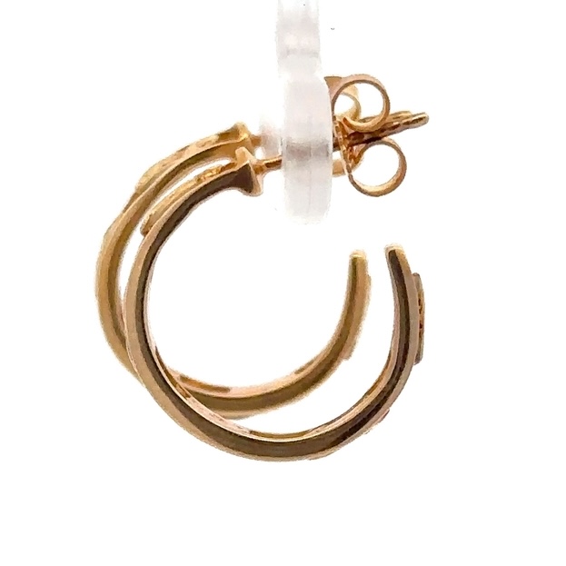 14K Gold Nugget Hoop Earrings E021 - Image 4