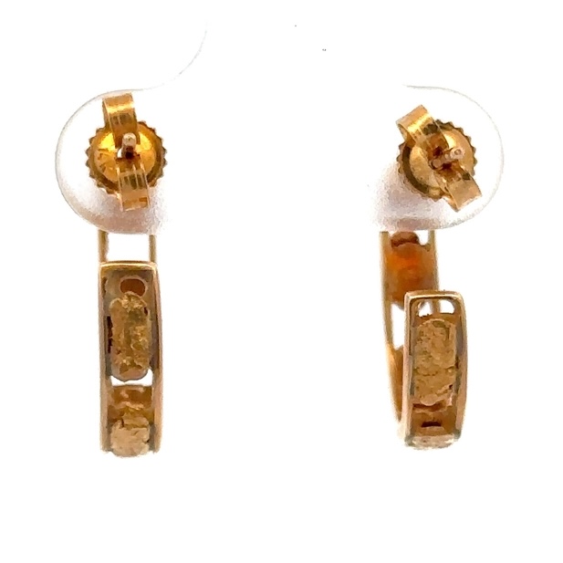 14K Gold Nugget Hoop Earrings E021 - Image 3