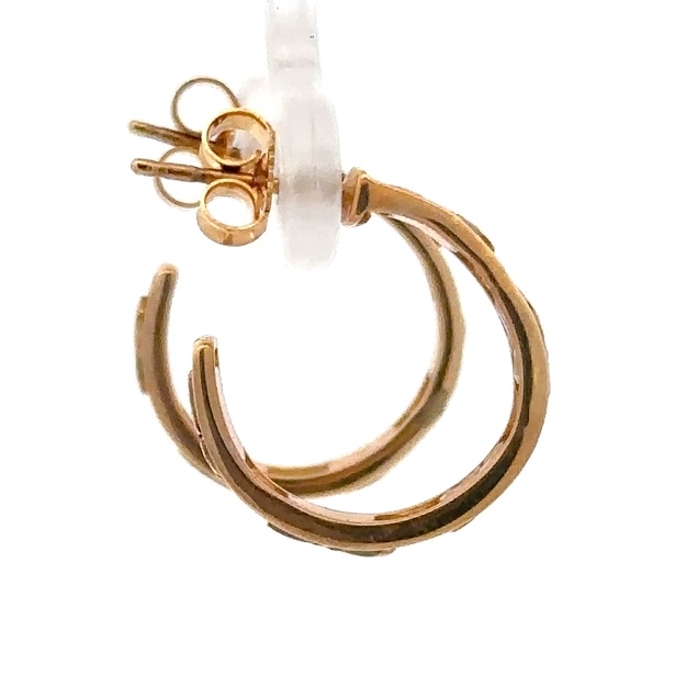 14K Gold Nugget Hoop Earrings E021 - Image 2