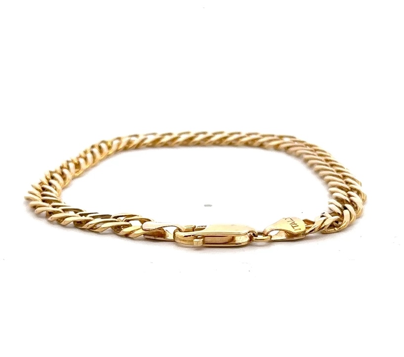 14K Double Curb Link 7" Charm Bracelet 515757