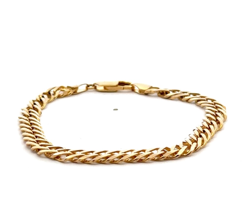 14K Double Curb Link 7" Charm Bracelet 515757 - Image 3