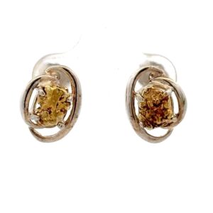 Sterling Silver & Gold Nugget Earrings EN805NSS
