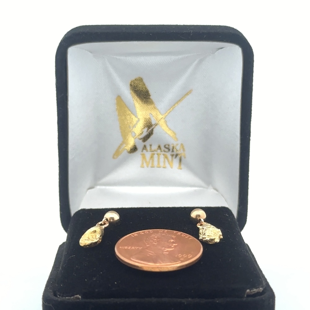 14K Gold Nugget Dangling Earrings E12/PD - Image 5