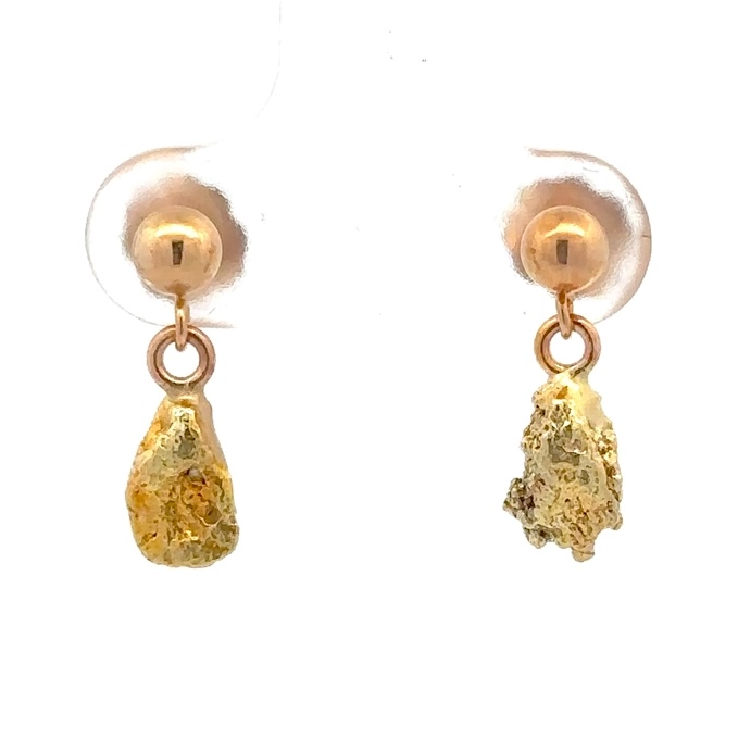 14K Gold Nugget Dangling Earrings E12/PD