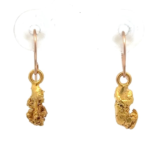 14K Gold Nugget Dangling Earrings E9/WD