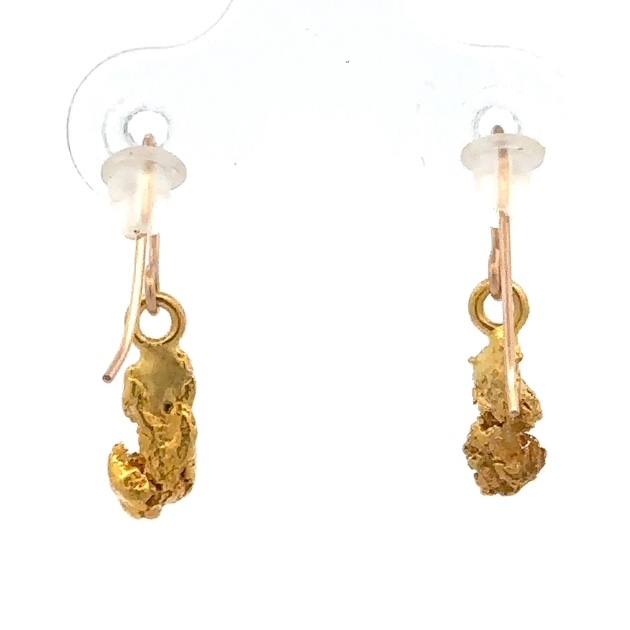 14K Gold Nugget Dangling Earrings E9/WD - Image 3