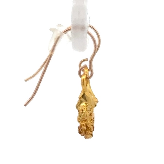 14K Gold Nugget Dangling Earrings E9/WD - Image 2