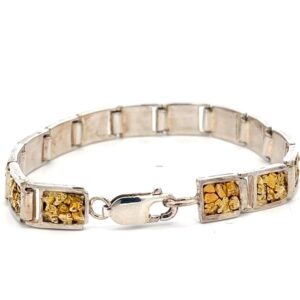 Sterling Silver & Gold Nugget Link Bracelet B8MMN14LSS