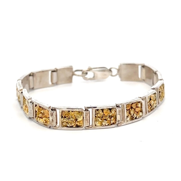 Sterling Silver & Gold Nugget Link Bracelet B8MMN14LSS - Image 3