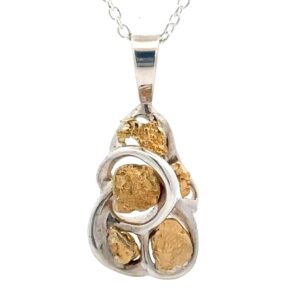 Sterling Silver & Gold Nugget Pendant PN122SS