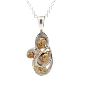 Sterling Silver & Gold Nugget FreeForm Pendant PN283SS