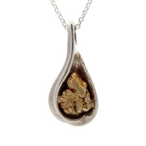 Sterling Silver & Gold Nugget Pendant PN39NSS