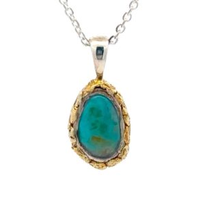 Sterling Silver & Gold Nugget Turquoise Pendant PN708NTSS