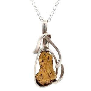 Sterling Silver & Gold Nugget FreeForm Pendant PN866NSS