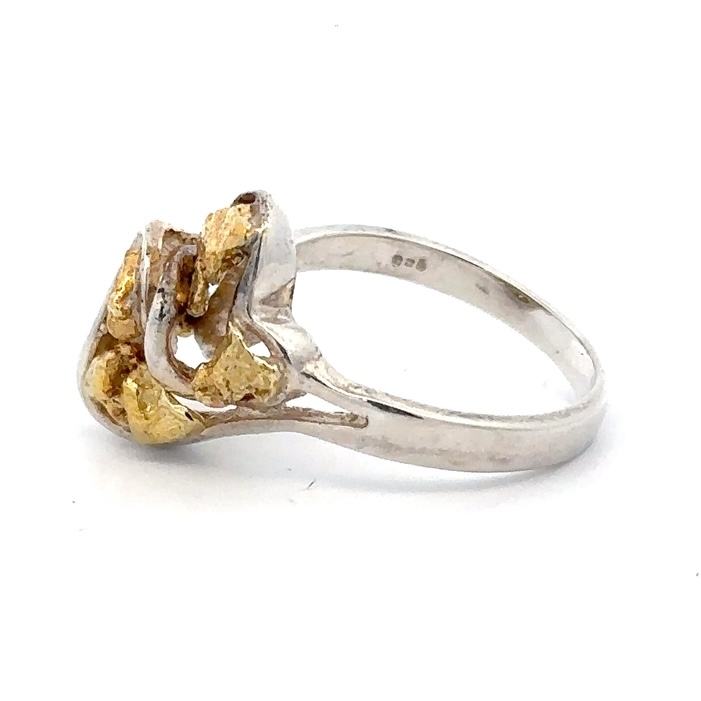 Sterling Silver & Gold Nugget Ladies Ring RL169SS - Image 2