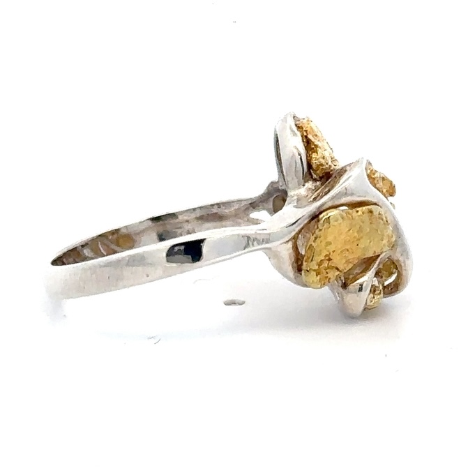 Sterling Silver & Gold Nugget Ladies Ring RL169SS - Image 4