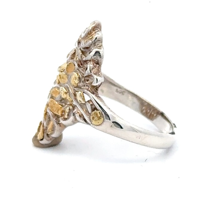 Sterling Silver & Gold Nugget Ladies Ring RL239SS - Image 2