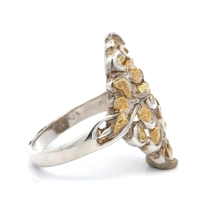 Sterling Silver & Gold Nugget Ladies Ring RL239SS - Image 4