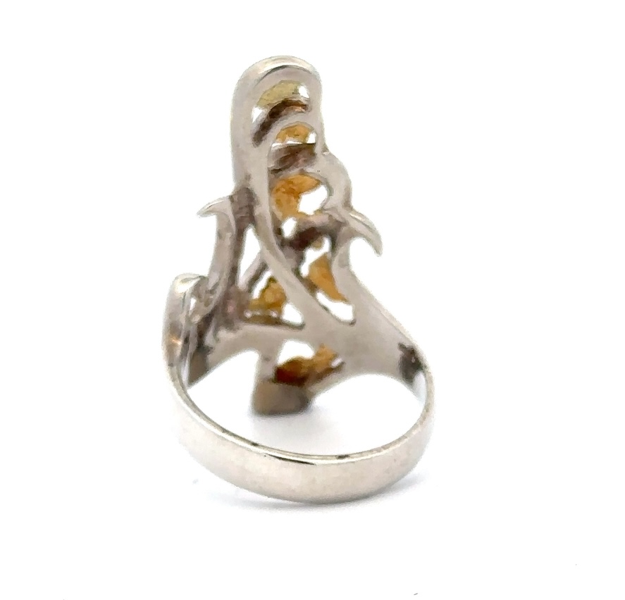 Sterling Silver & Gold Nugget Ladies Ring RL469NSS - Image 3