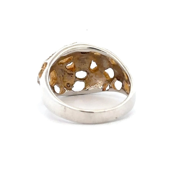 Sterling Silver & Gold Nugget Ladies Ring RLBSLN4 - Image 3