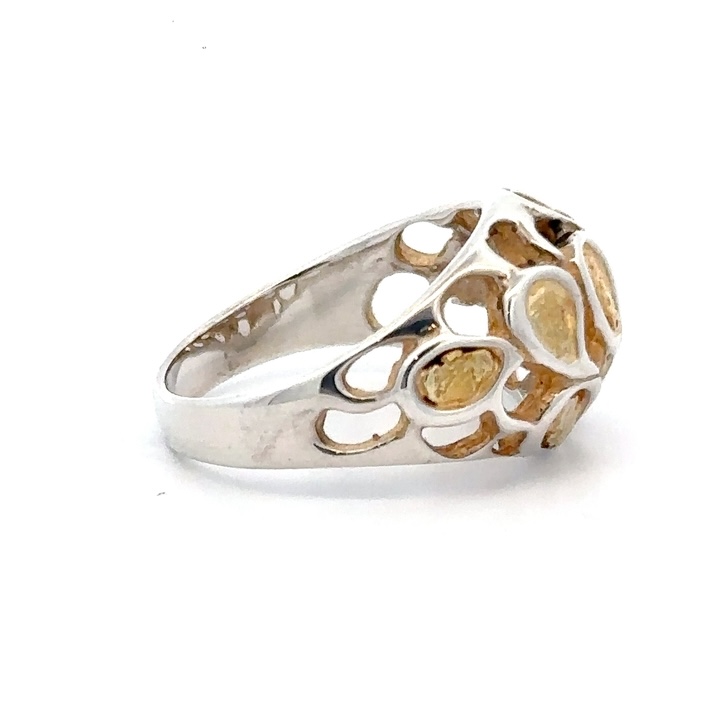 Sterling Silver & Gold Nugget Ladies Ring RLBSLN4 - Image 4