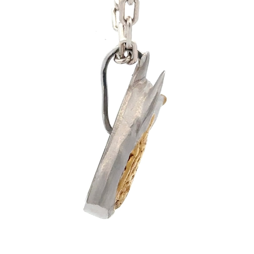 Alaskan Husky Sled Dog Pendant in 14K White Gold, Nugget and Sapphires 074251 - Image 2