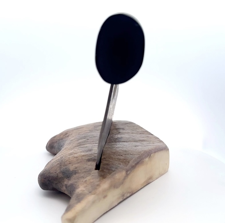 Walrus Ivory Carved Salmon Ulu - Image 2
