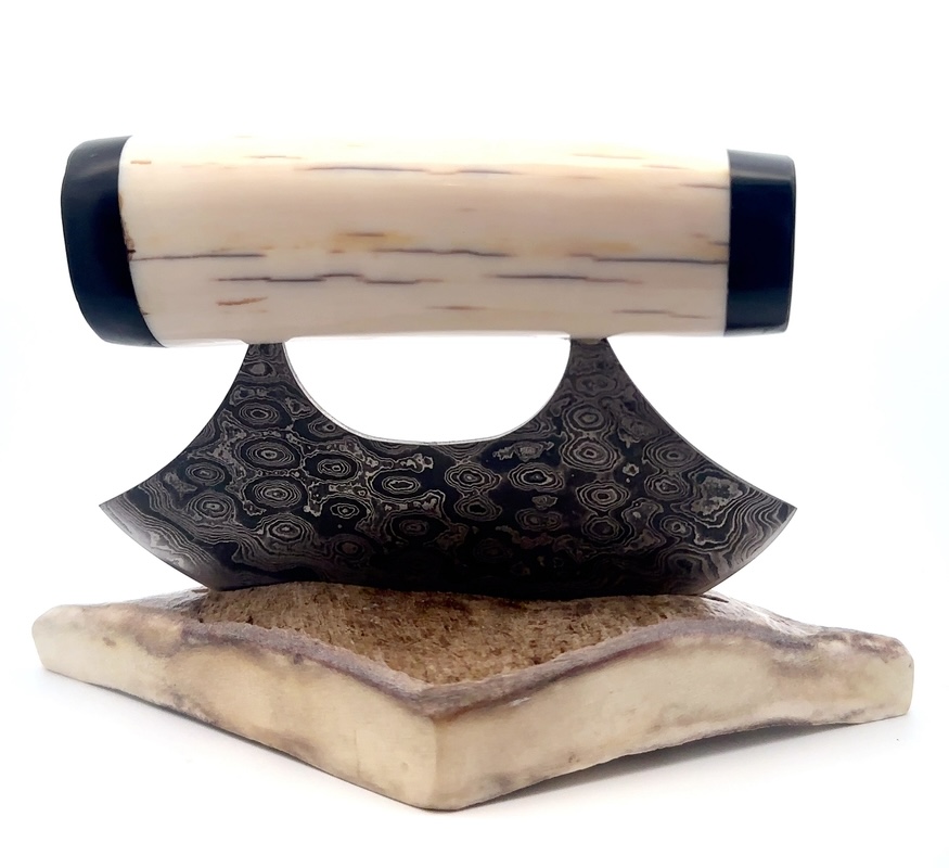 Walrus Ivory Carved Salmon Ulu - Image 3